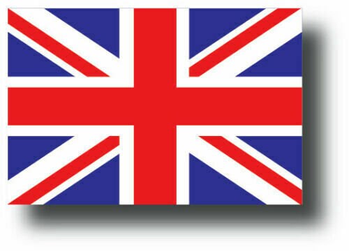 United Kingdom Flag Decal Sticker featuring the British Union Jack design, available in various sizes, made from premium vinyl.