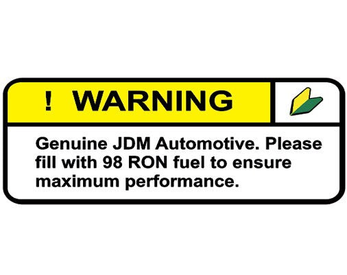 Warning Fuel JDM Decal Sticker featuring bold racing graphics, perfect for laptops and car windows.