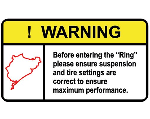 Warning Tire Size JDM Decal Sticker featuring bold lettering and racing design, suitable for cars and laptops.