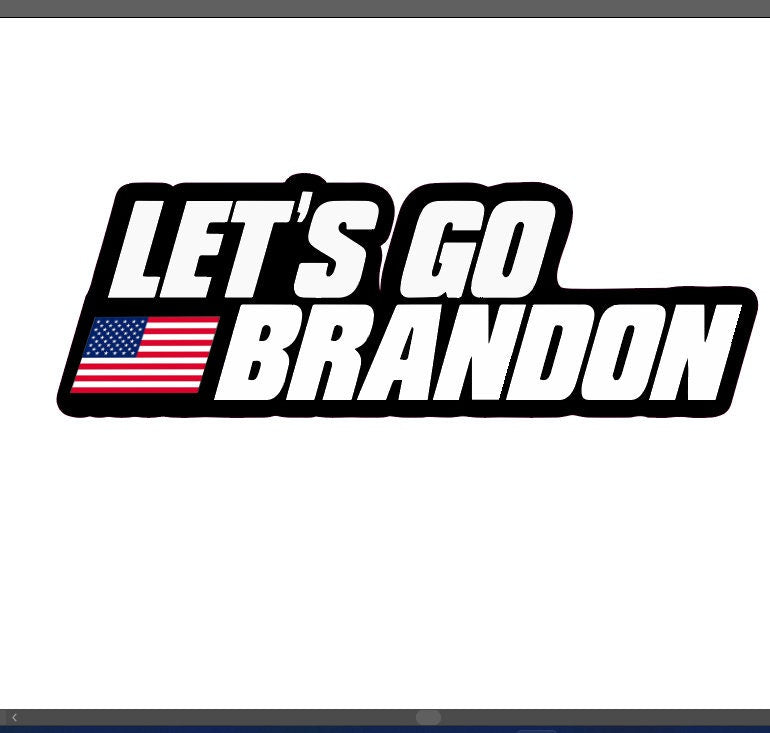 White Text American Flag Let's Go Brandon Anti Biden Car Decal on a vehicle, showcasing a bold political statement.