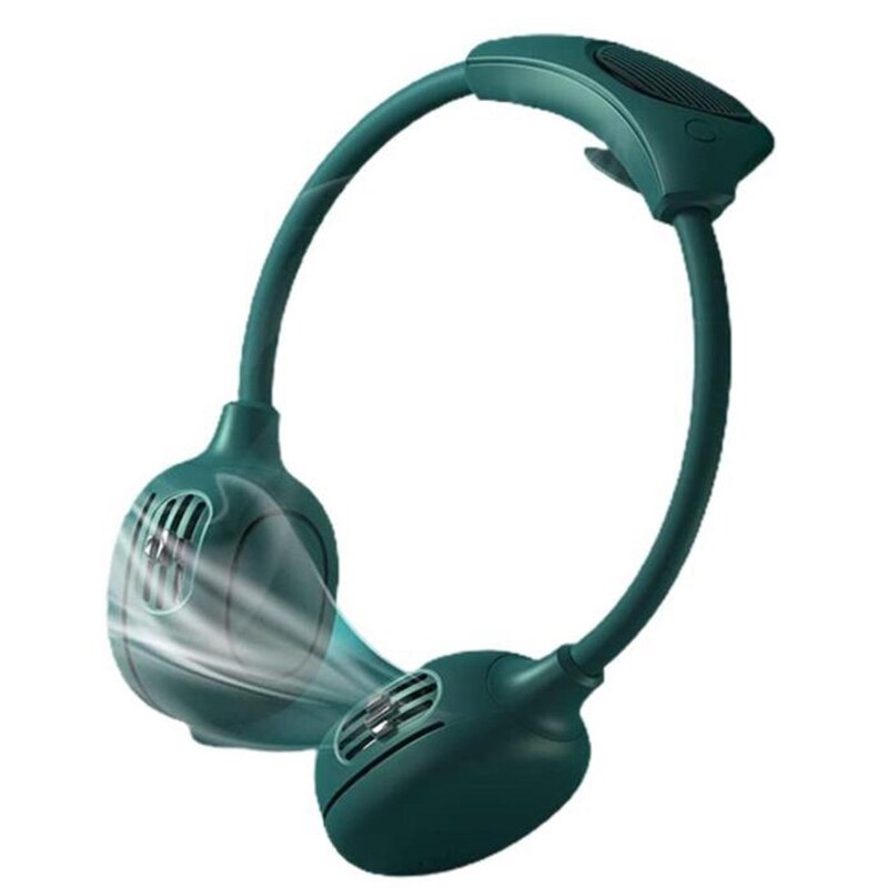 A stylish 360 Degree Adjustable Hanging Neck Fan in white, designed for hands-free cooling during outdoor activities.