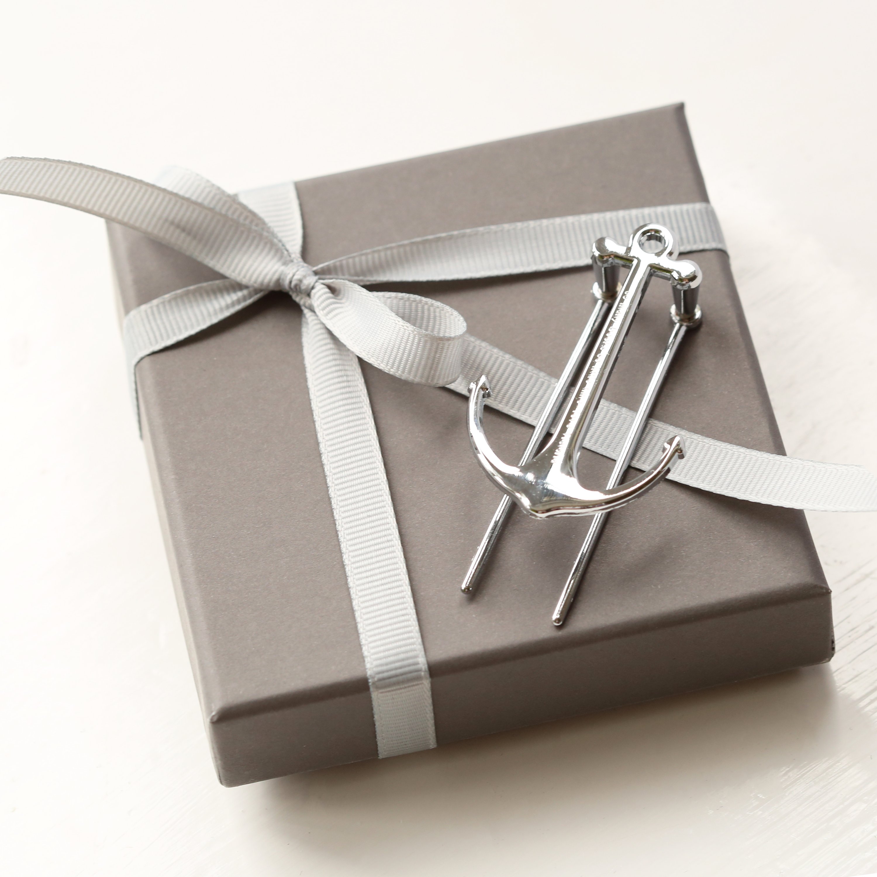 Personalised Silver & Black Book Anchor, elegantly designed with a modern font engraving, perfect for holding books open.