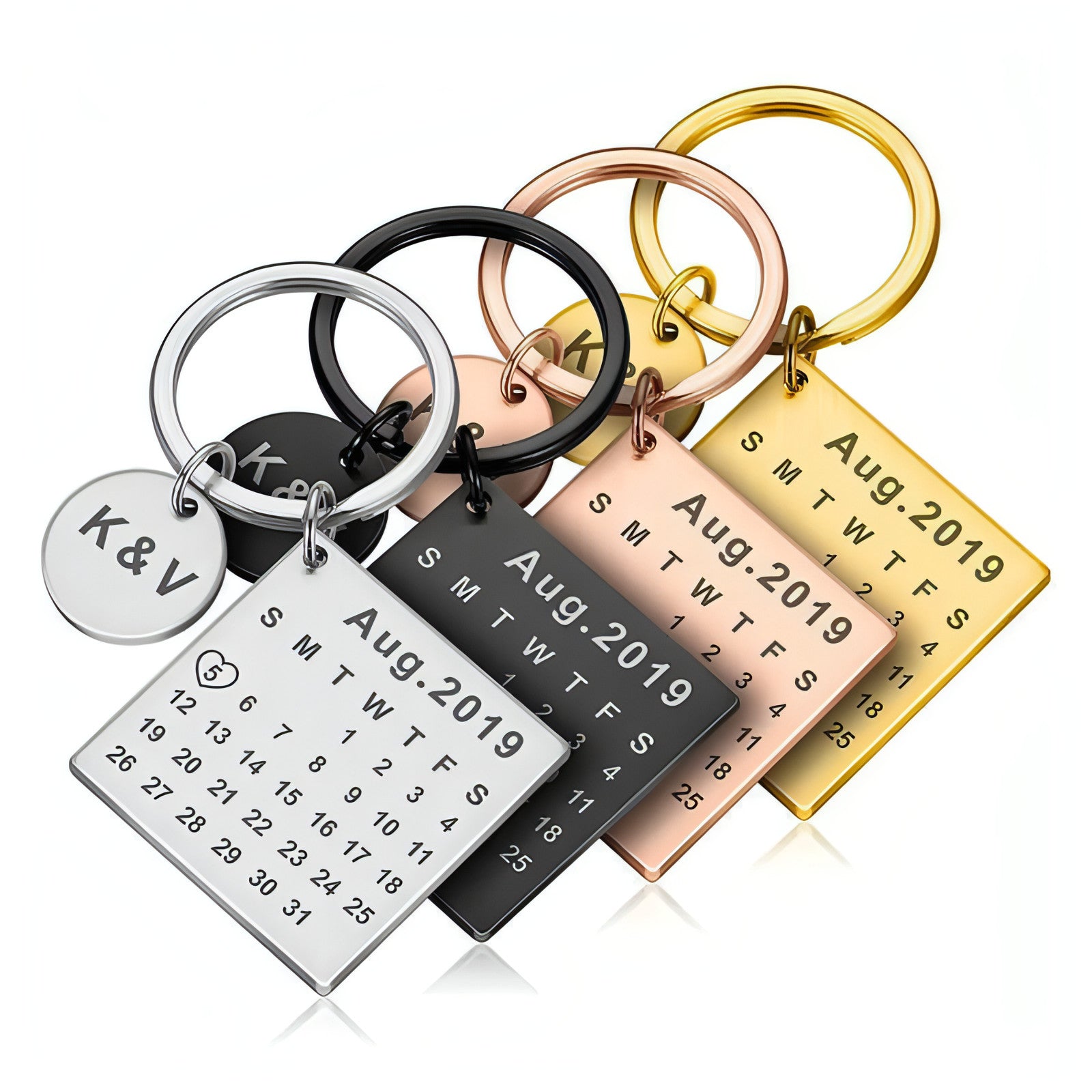 Main Custom DIY Personalized Calendar Keychain – Stainless Steel Engraved image