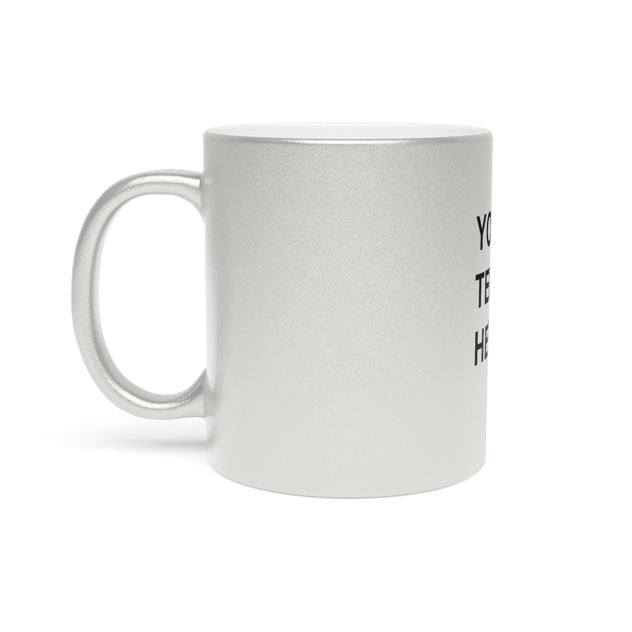 Custom Logo Metallic Mug in gold and silver finishes, showcasing personalized designs.
