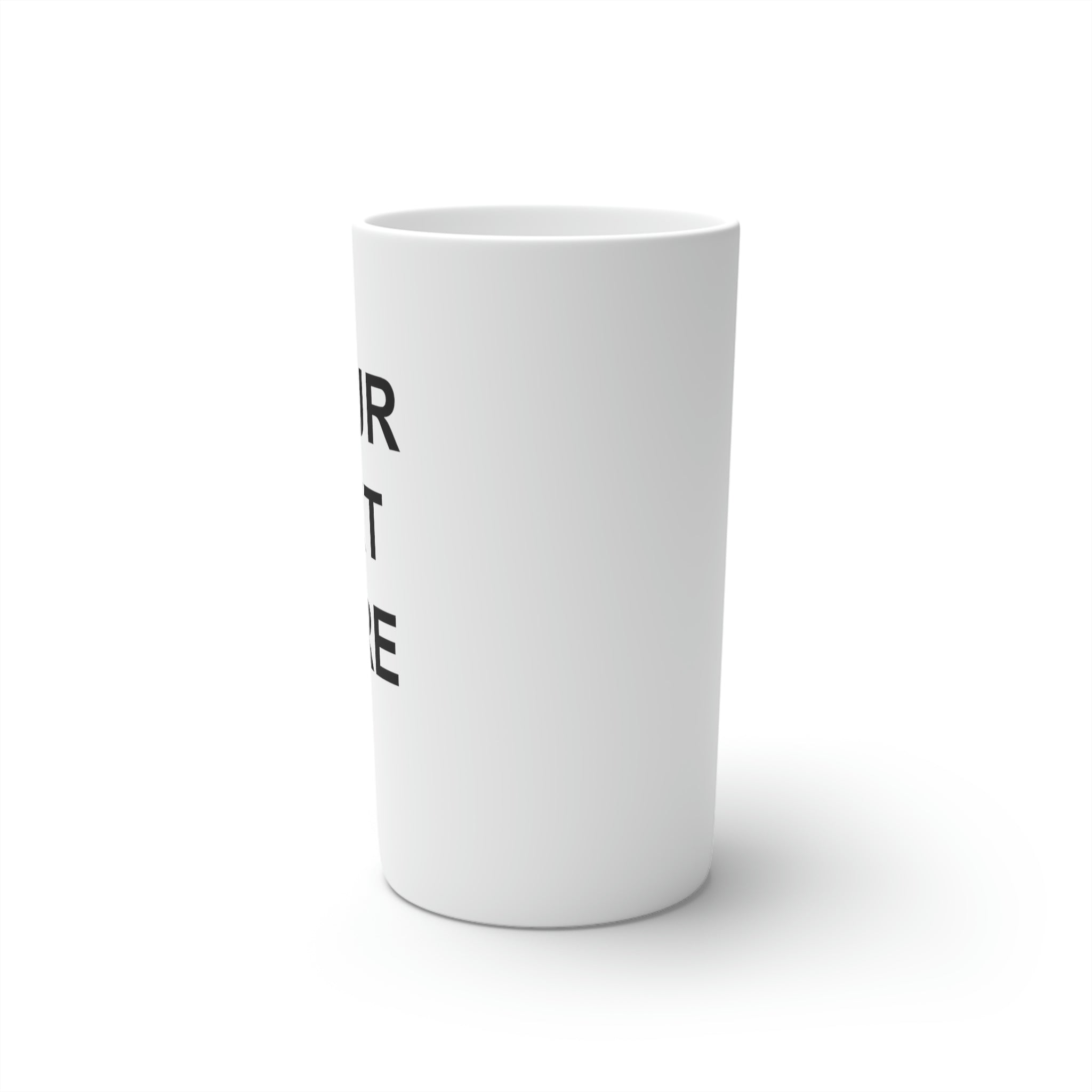 Custom logo coffee mugs in three sizes, showcasing a sleek conical design and vibrant print.