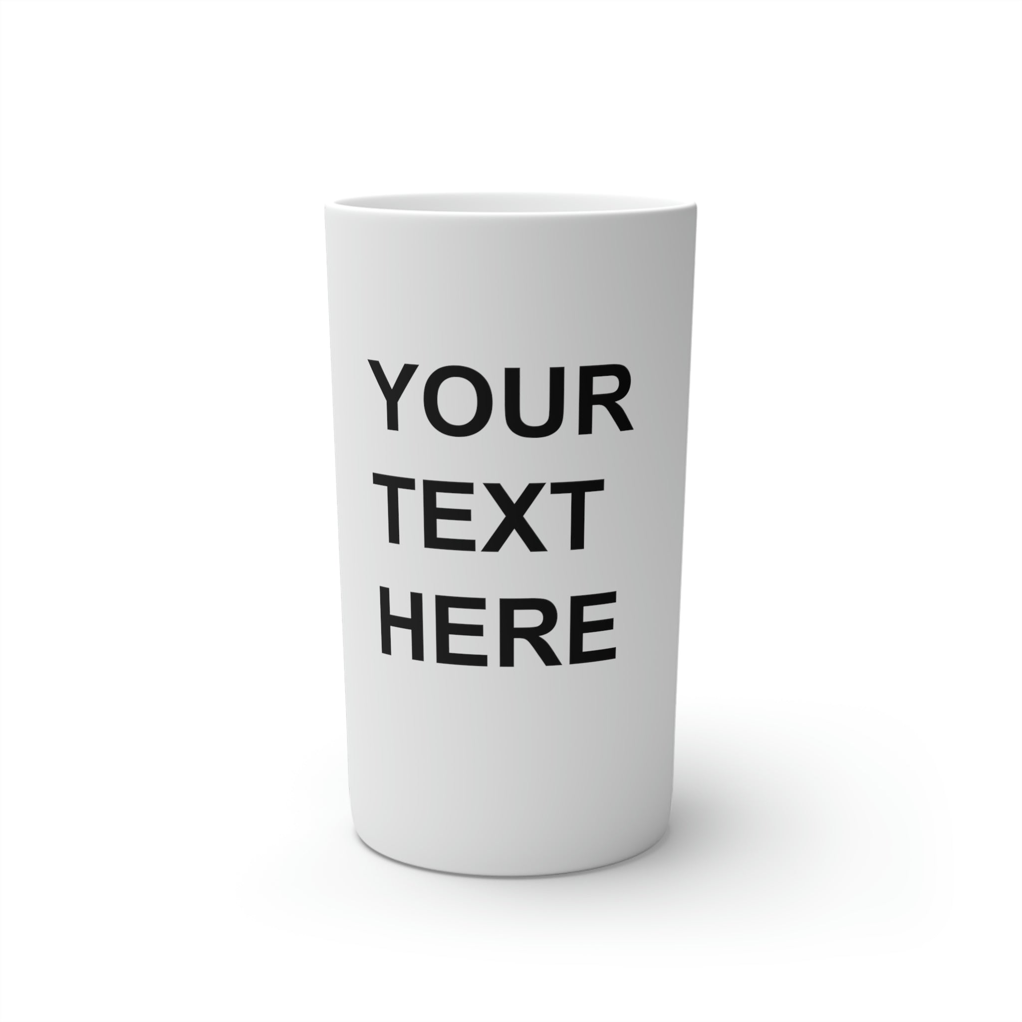 Custom logo coffee mugs in three sizes, showcasing a sleek conical design and vibrant print.