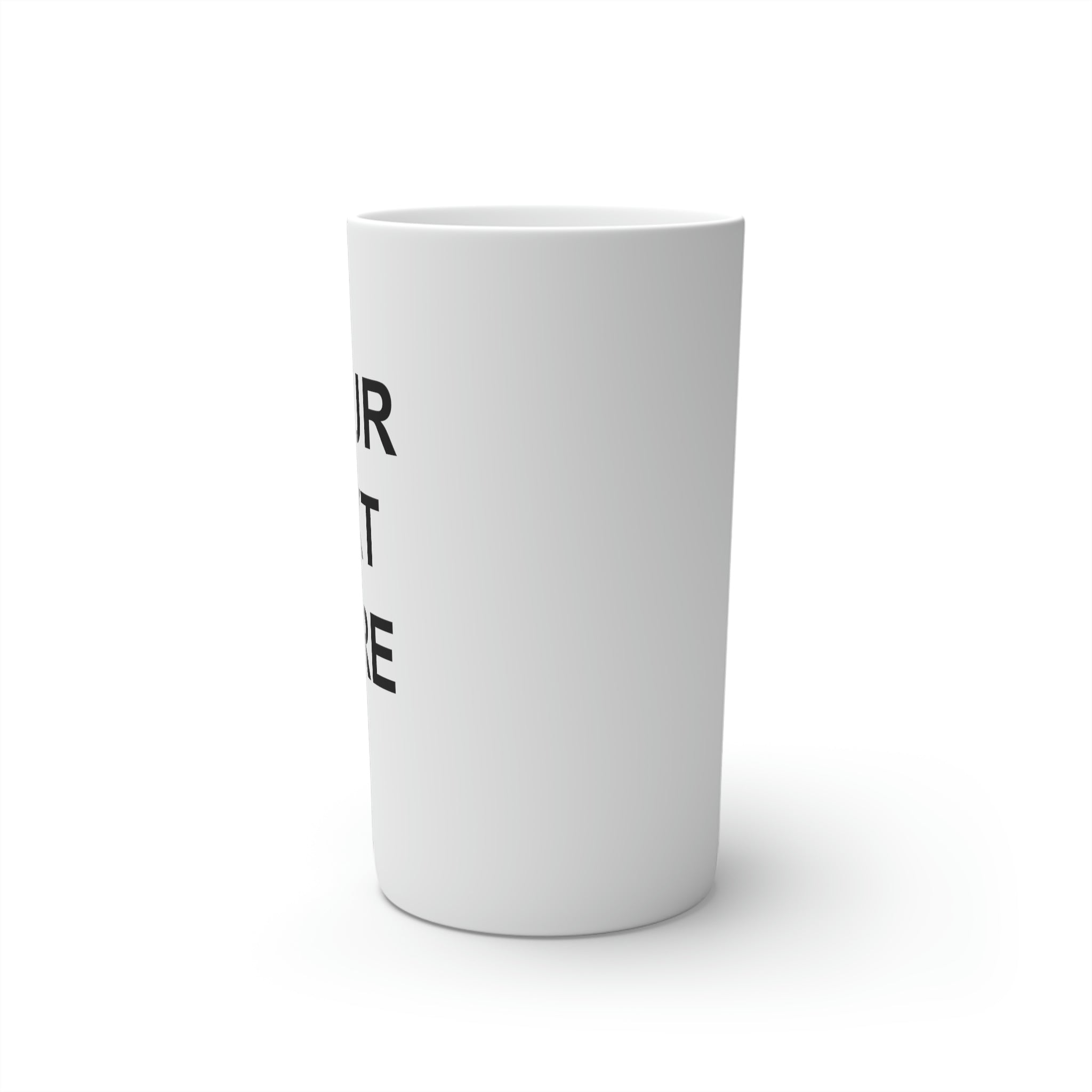 Custom logo coffee mugs in three sizes, showcasing a sleek conical design and vibrant print.