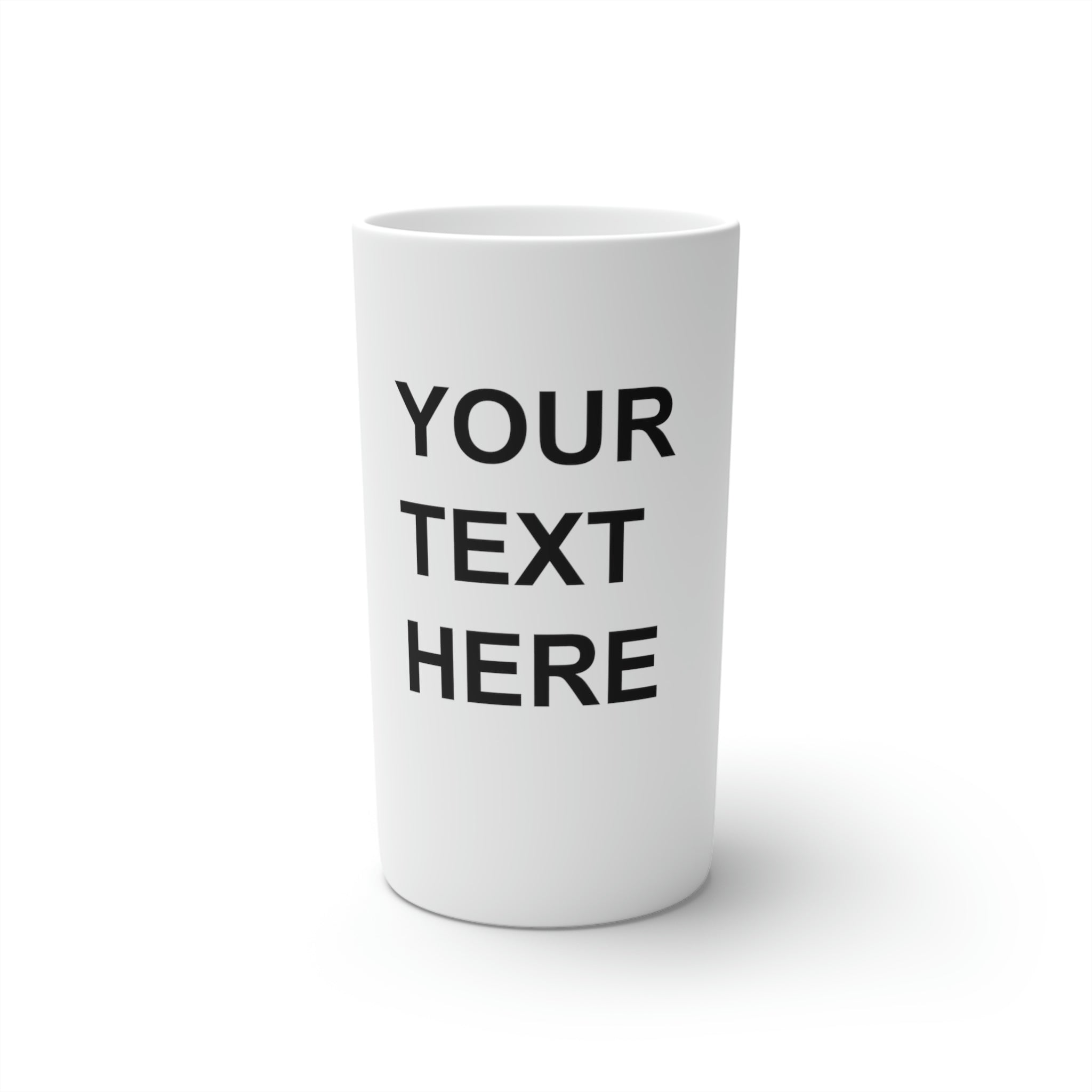 Custom logo coffee mugs in three sizes, showcasing a sleek conical design and vibrant print.
