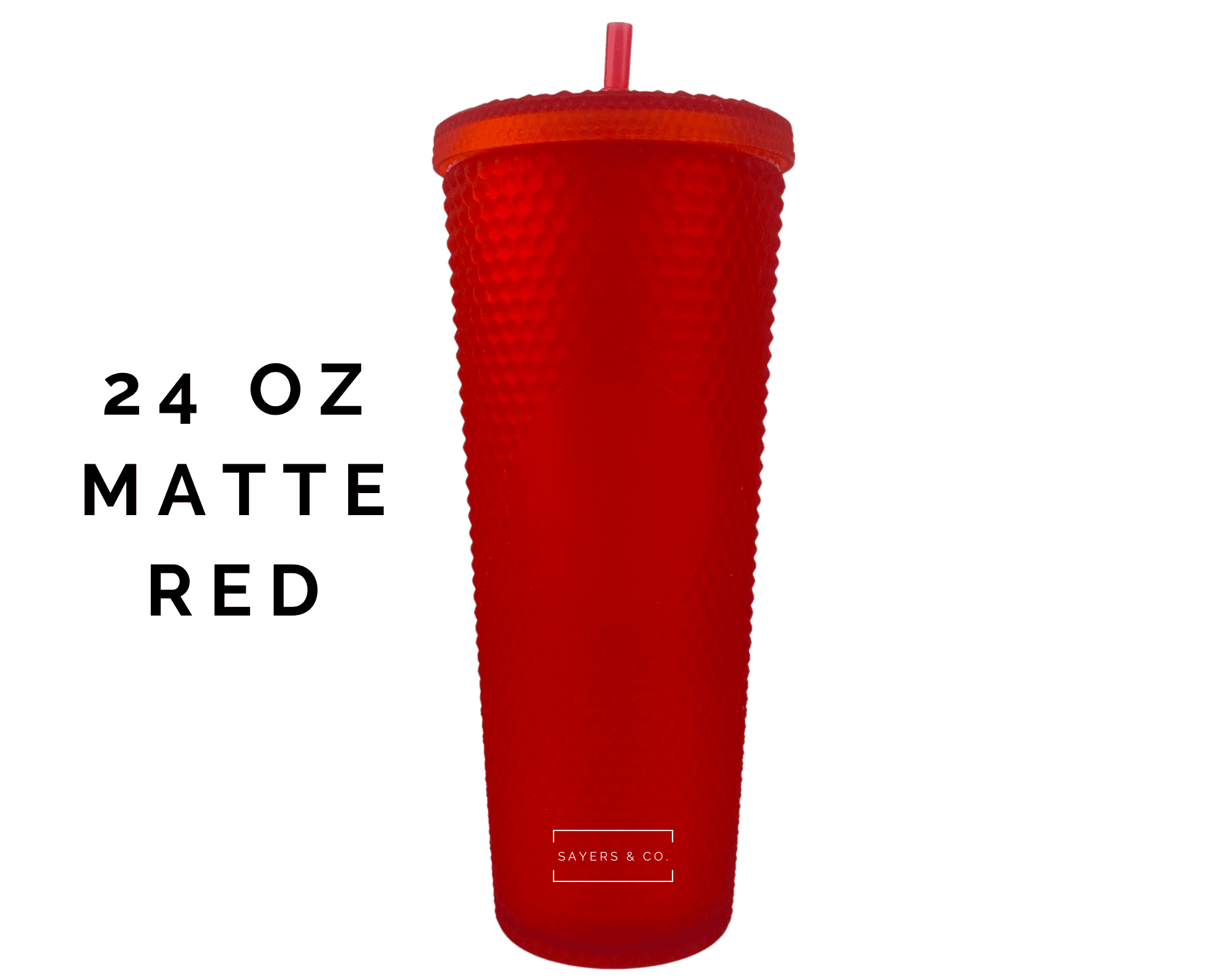 Custom Name Initial Studded Vinyl Monogram 24oz Double Walled Tumbler in various colors with initials and a straw.