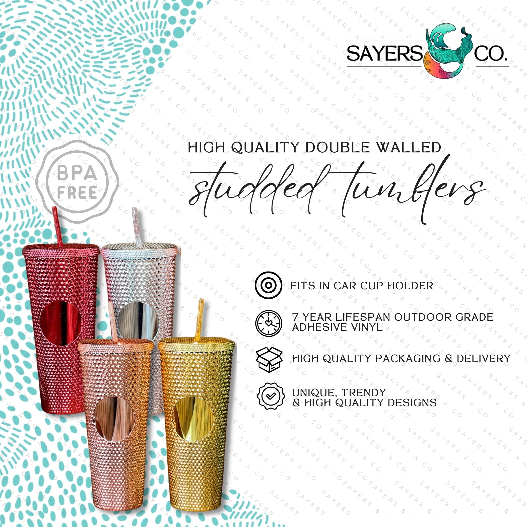 Custom Studded 24oz Double Walled Tumbler featuring a Western Mama design, complete with a lid and straw, showcasing a stylish studded exterior.