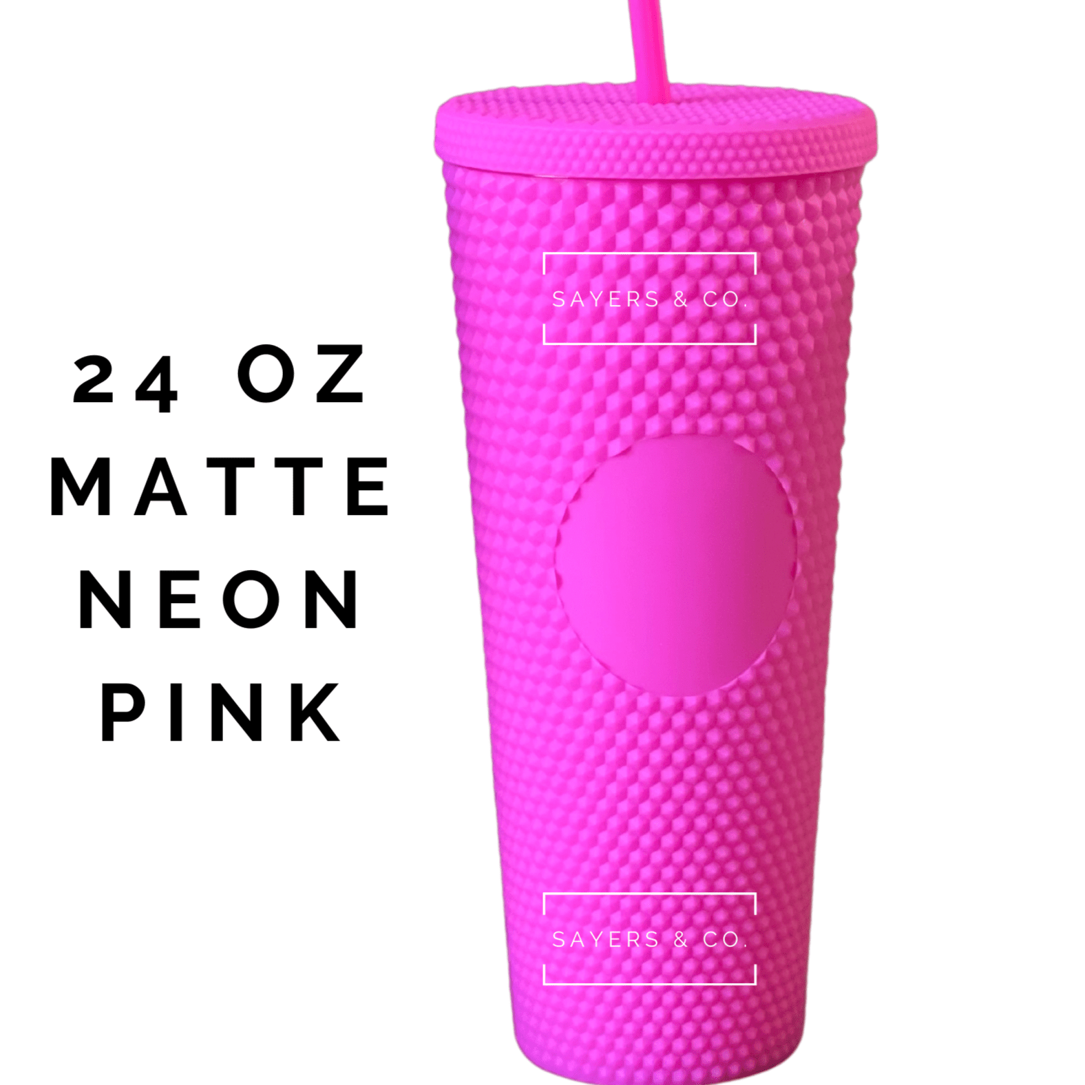 Custom Studded Split Vinyl Monogram Initial 24oz Double Walled Tumbler in various colors with a matching straw.