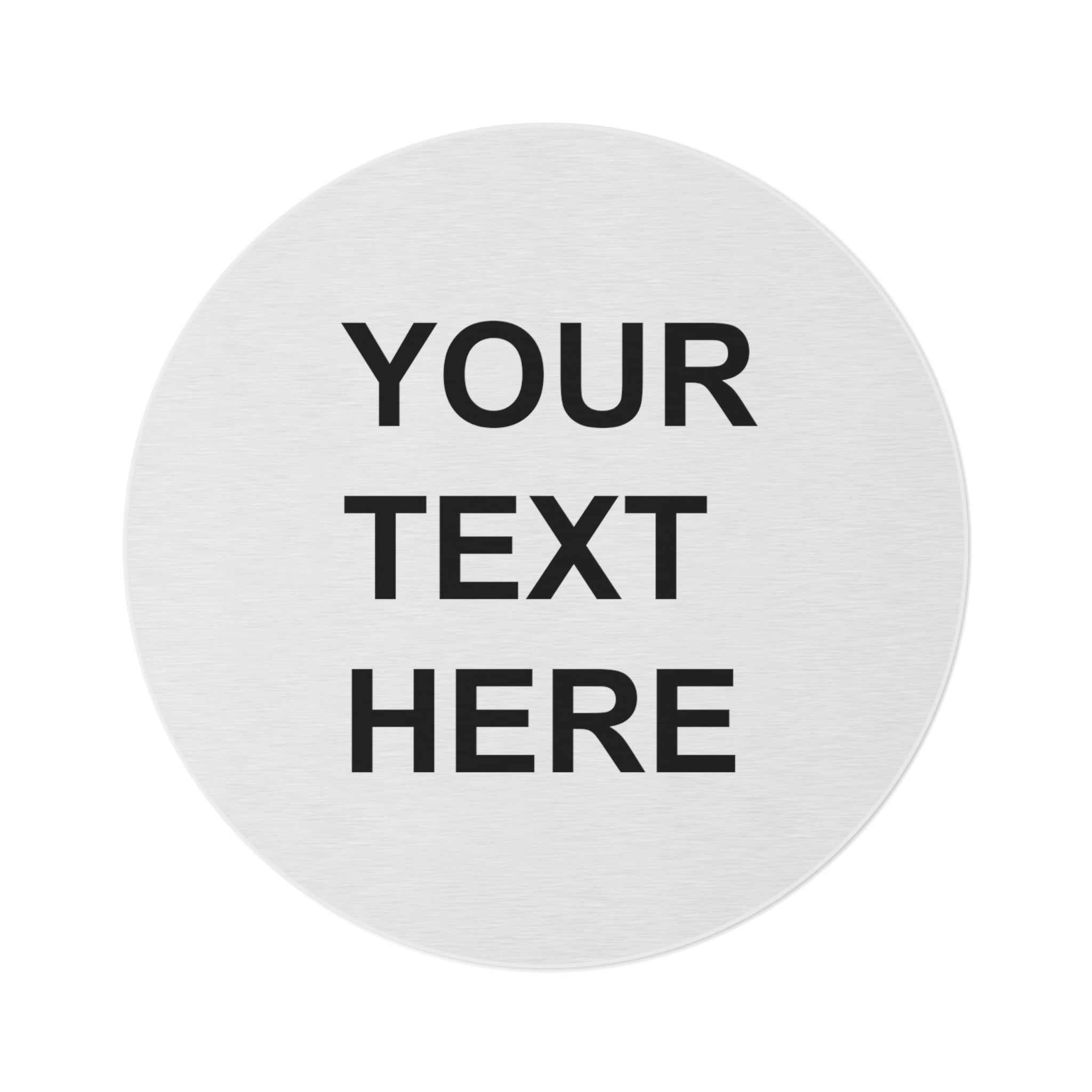 A round customized rug featuring a vibrant team logo, made of 100% polyester chenille with hemmed edges.