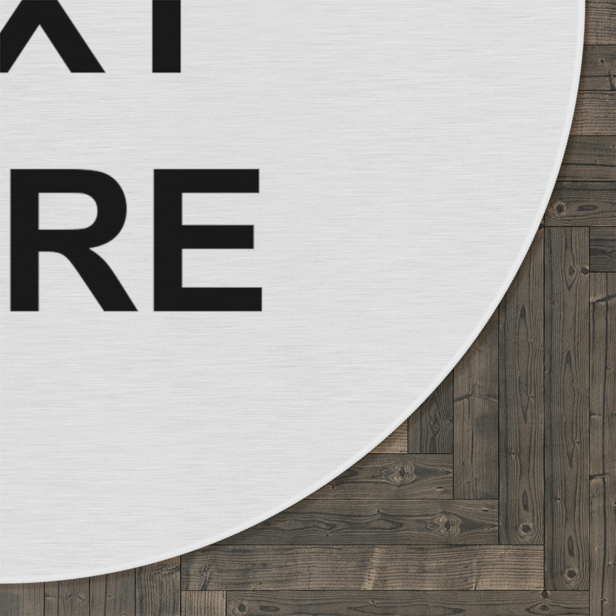 A round customized rug featuring a vibrant team logo, made of 100% polyester chenille with hemmed edges.