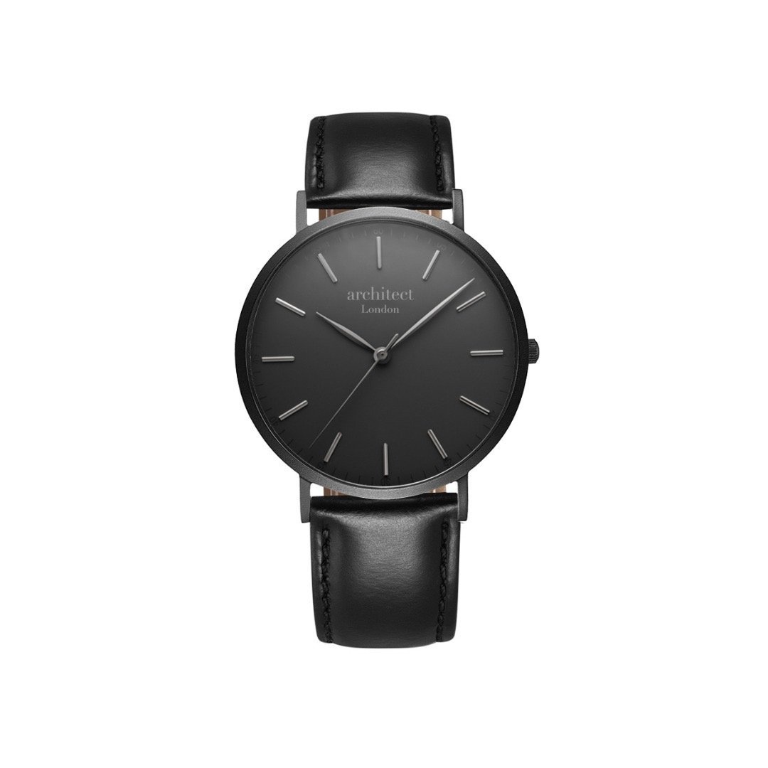 Handwriting Engraving Men's Minimalist Watch with Jet Black Strap, showcasing its sleek design and personalized engraving option.