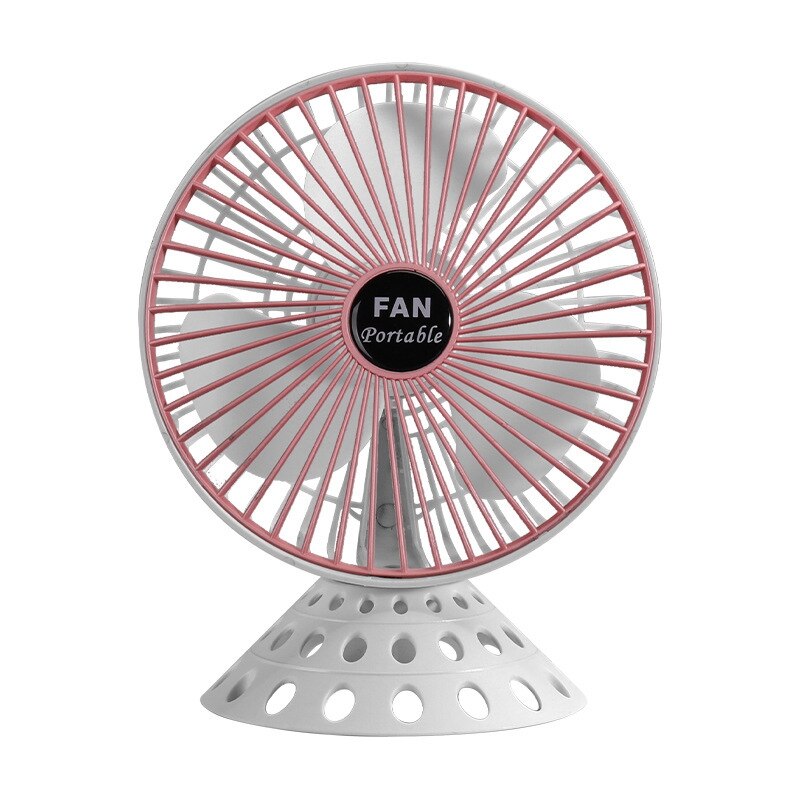 Household Portable USB Big Head Electric Fan in black, pink, and white colors, showcasing its compact design and safety features.