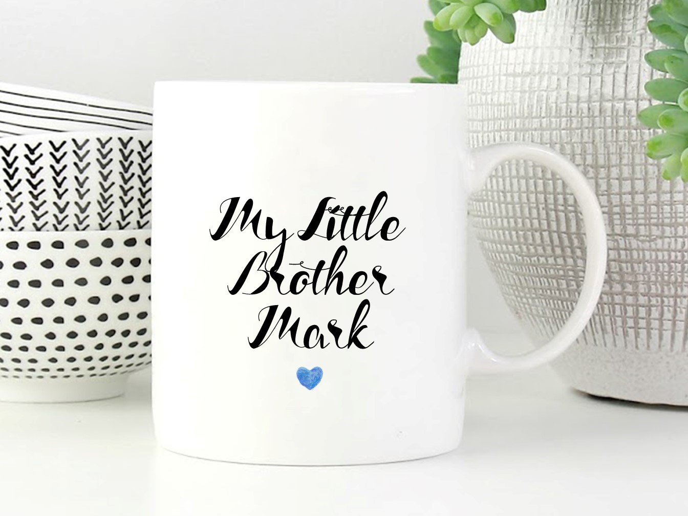 A beautifully designed personalised mug for brothers, featuring custom name options and a high-quality ceramic finish.