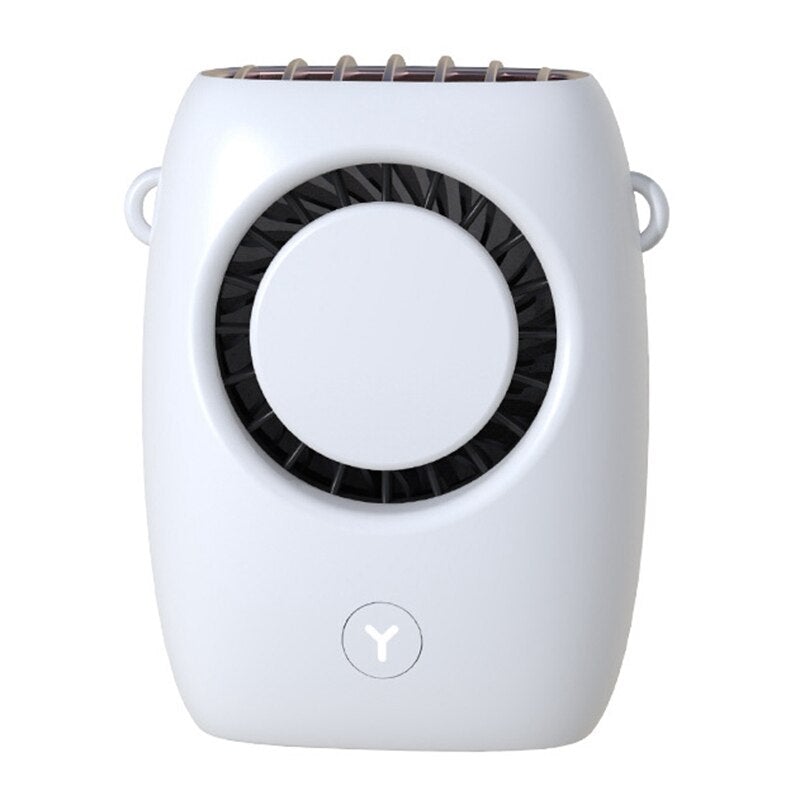 Mini Desktop Air Cooling Fan in pink, white, and blue colors, designed for hands-free cooling with adjustable wind speeds.