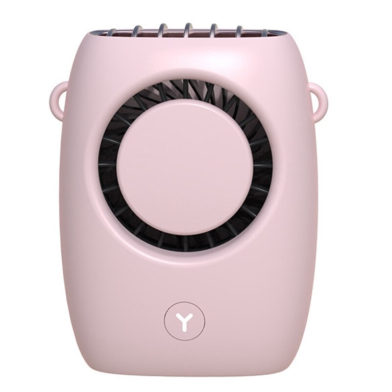 Mini Desktop Air Cooling Fan in pink, white, and blue colors, designed for hands-free cooling with adjustable wind speeds.