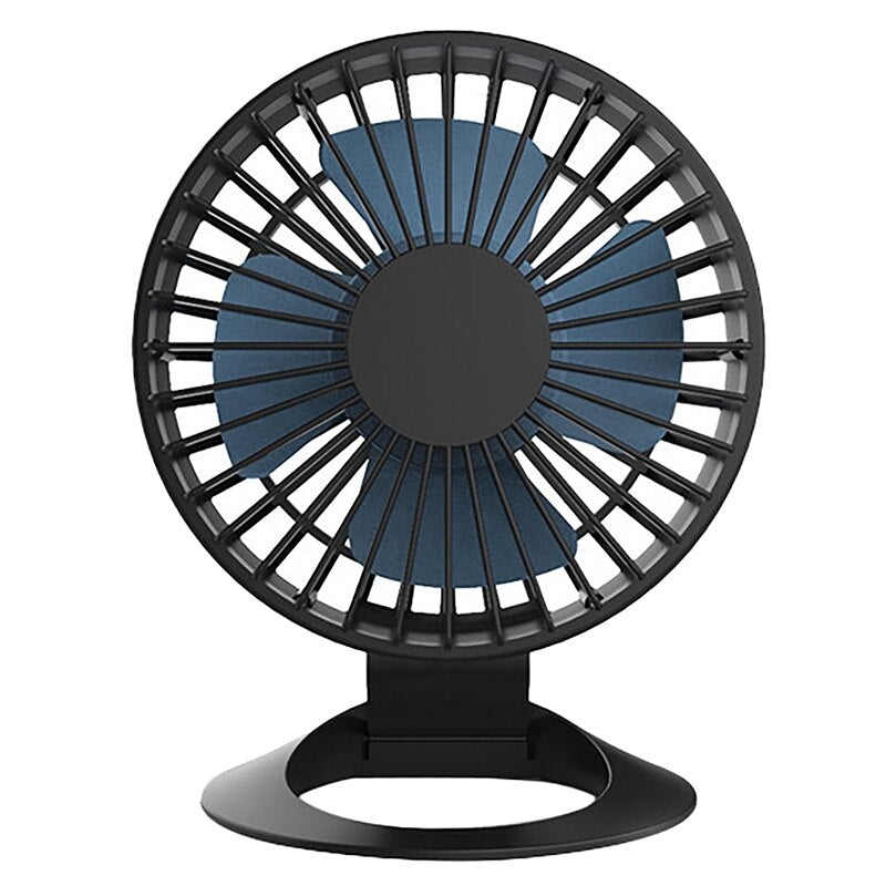 Mini Portable USB Rechargeable Clip Desktop Fan in white and black, showcasing adjustable tilt and compact design.