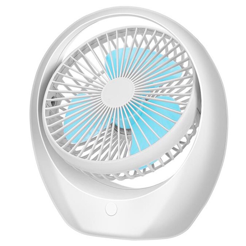 Mini USB Desktop Personal Portable Cooling Fan in blue and yellow, showcasing its compact design and USB power connection.