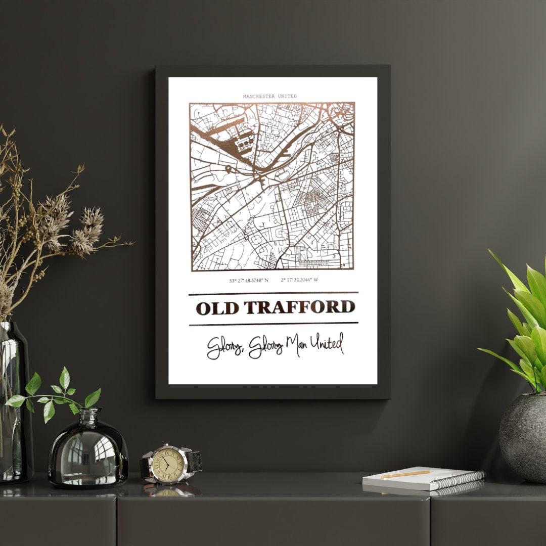 Main Old Trafford Foil Map Print, Manchester United image