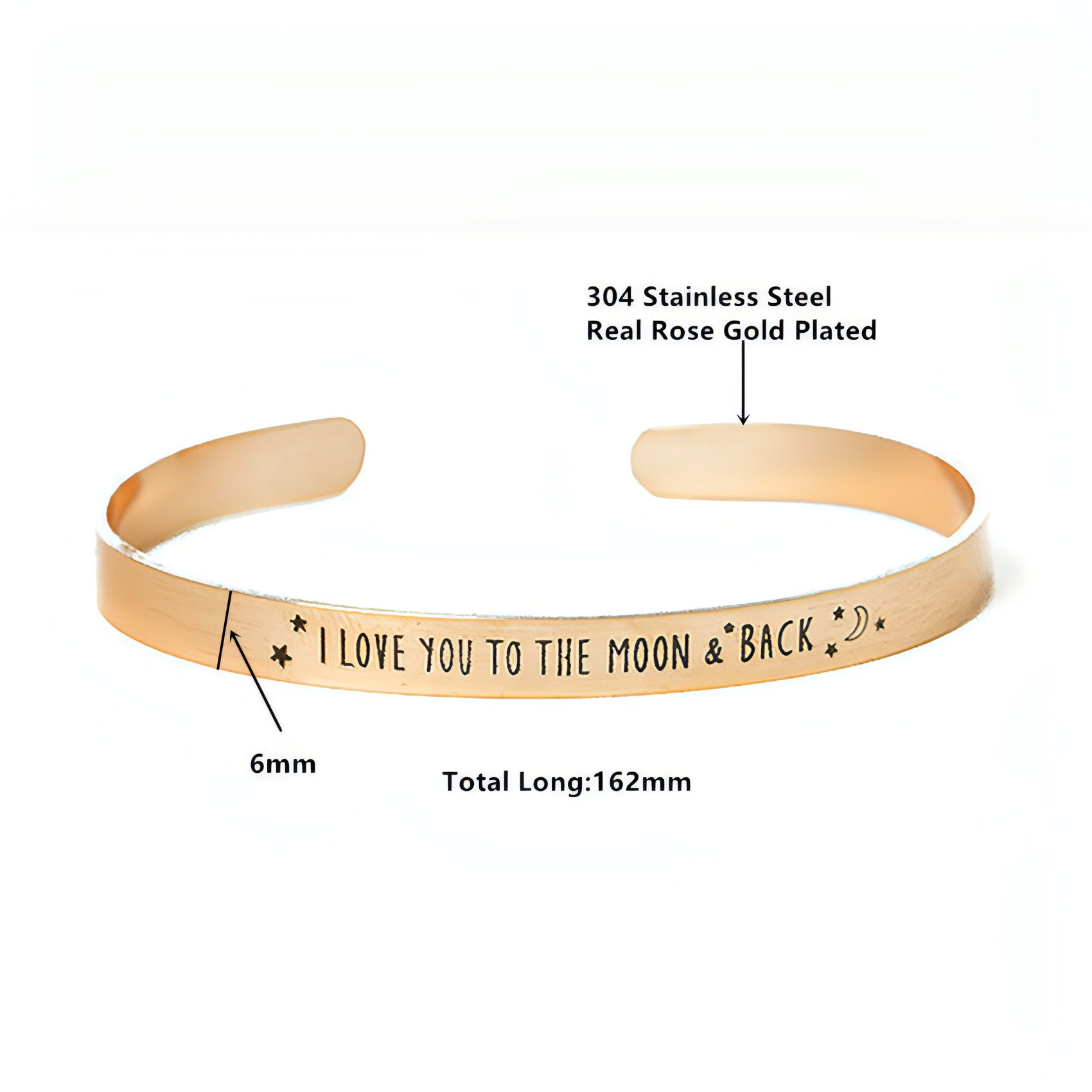 Size Adjustable Jewelry Lettering I Love You Bracelet in gold, silver, and rose gold finishes, showcasing its elegant design.