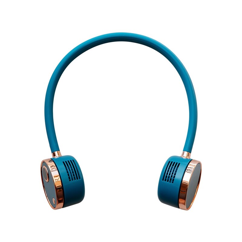 Portable Leafless Lazy Hanging Dual Cooling Neck Fan in pink, designed for hands-free cooling with dual fans and adjustable settings.