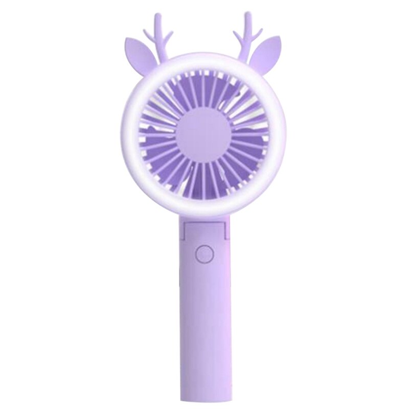 Rechargeable Air Cooler Hand Held USB Fan in cherry blossom pink, showcasing its compact design and USB charging feature.