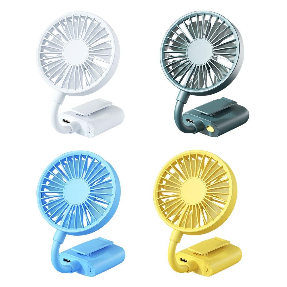USB Mini Clip-on Fan in various colors, designed for caps and backpacks, showcasing its compact and portable design.