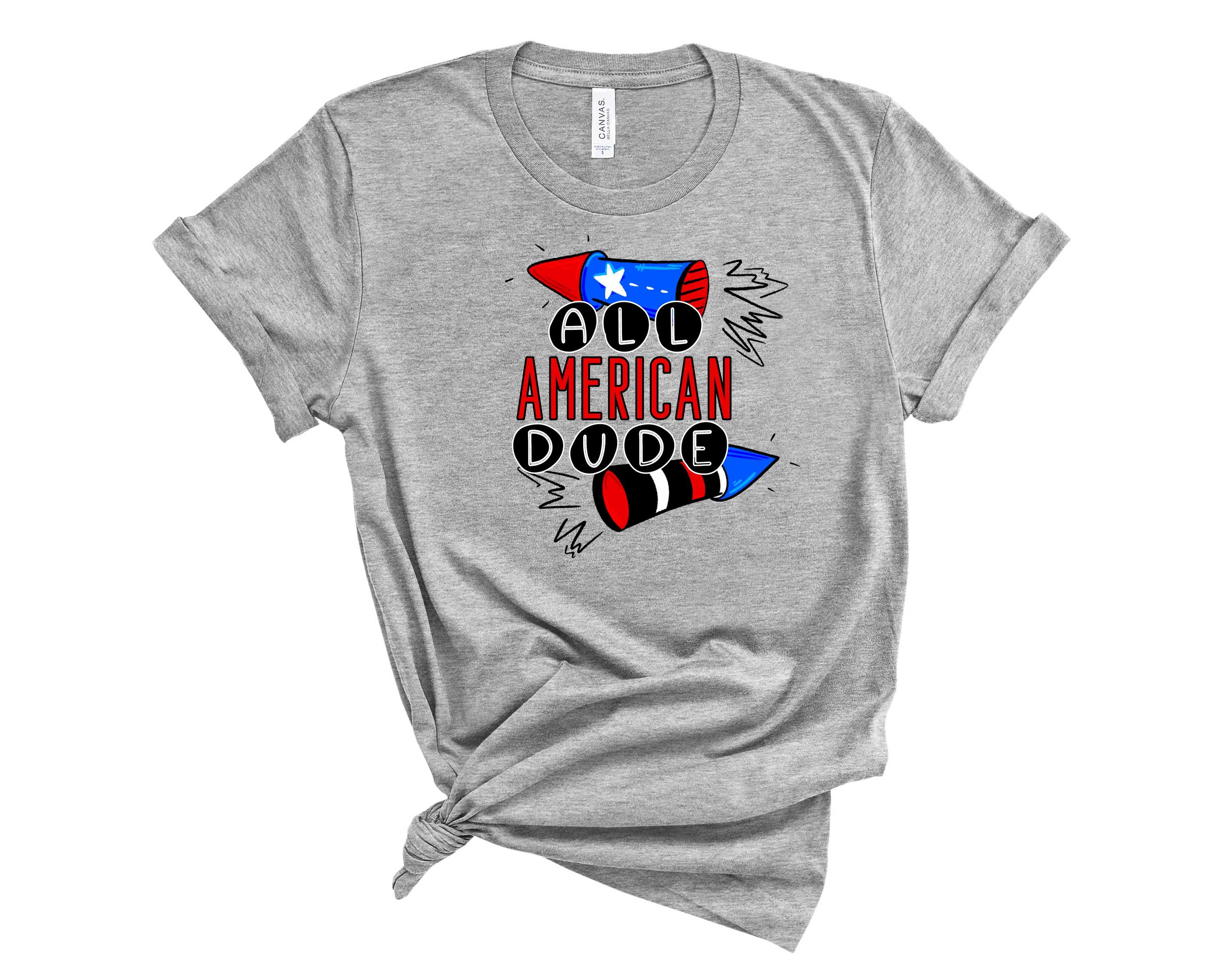 All American Dude Graphic Tee featuring a bold design on a soft fabric, suitable for casual wear.