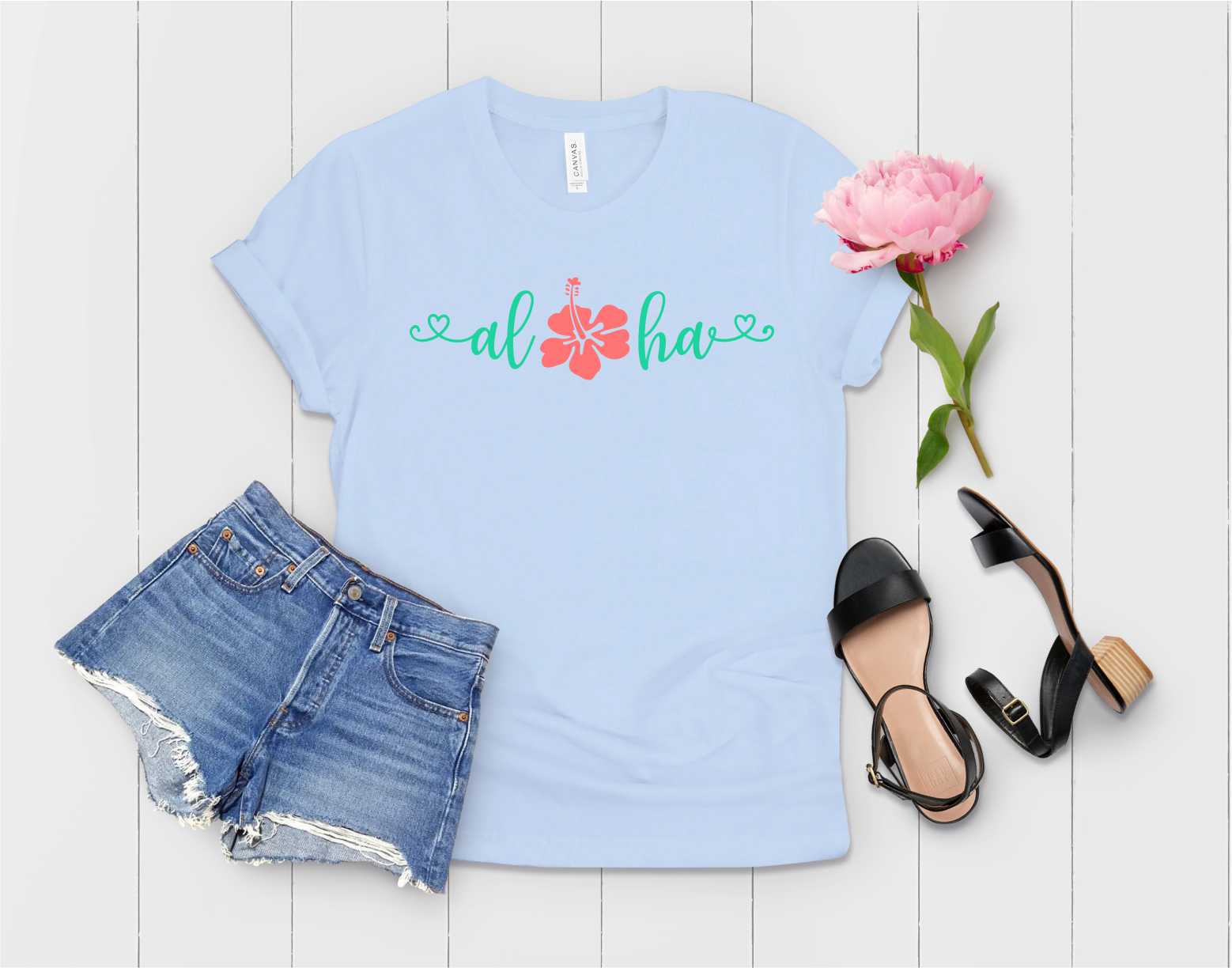 Aloha Graphic Tee featuring a vibrant tropical design on a unisex t-shirt, perfect for casual wear.