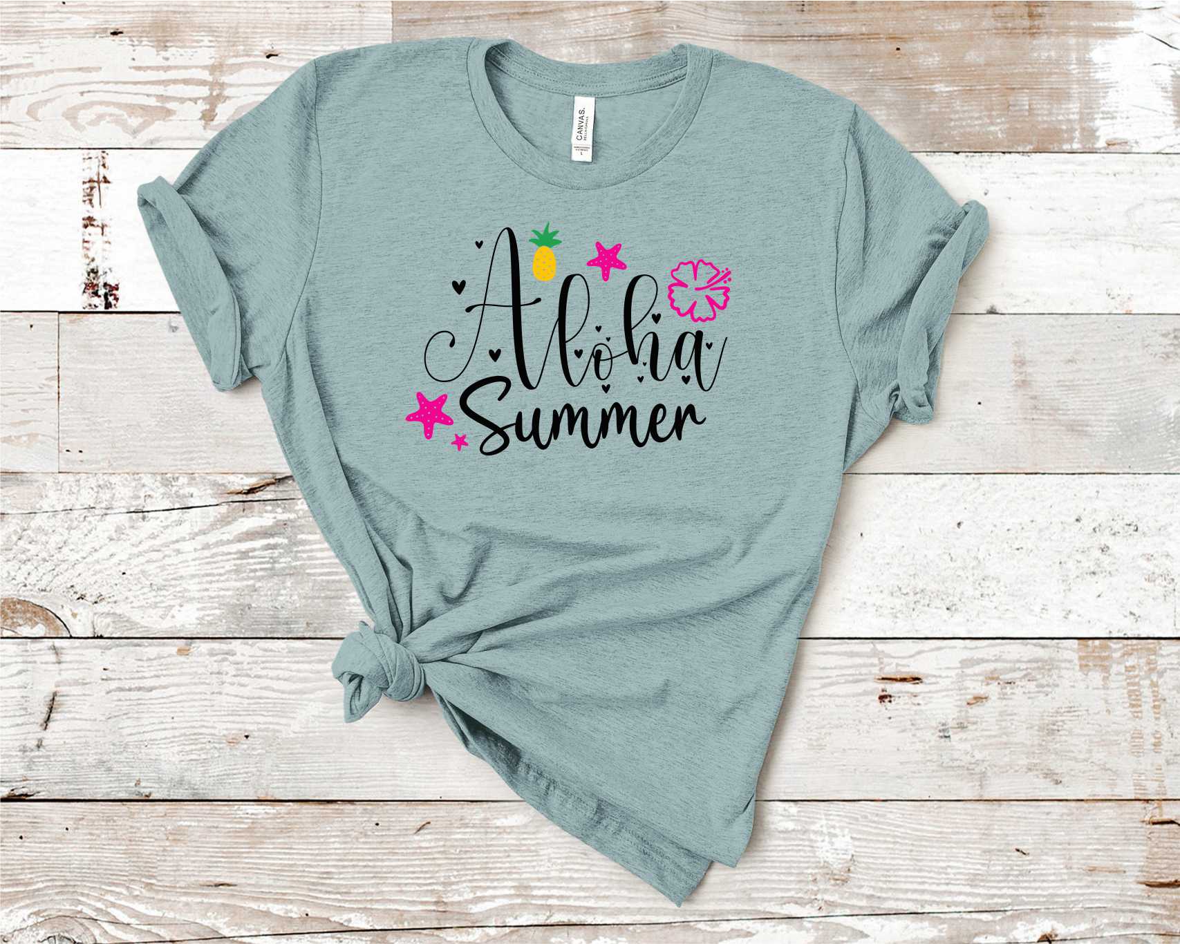 Aloha Summer Graphic Tee featuring a vibrant summer-themed design on a soft unisex t-shirt.