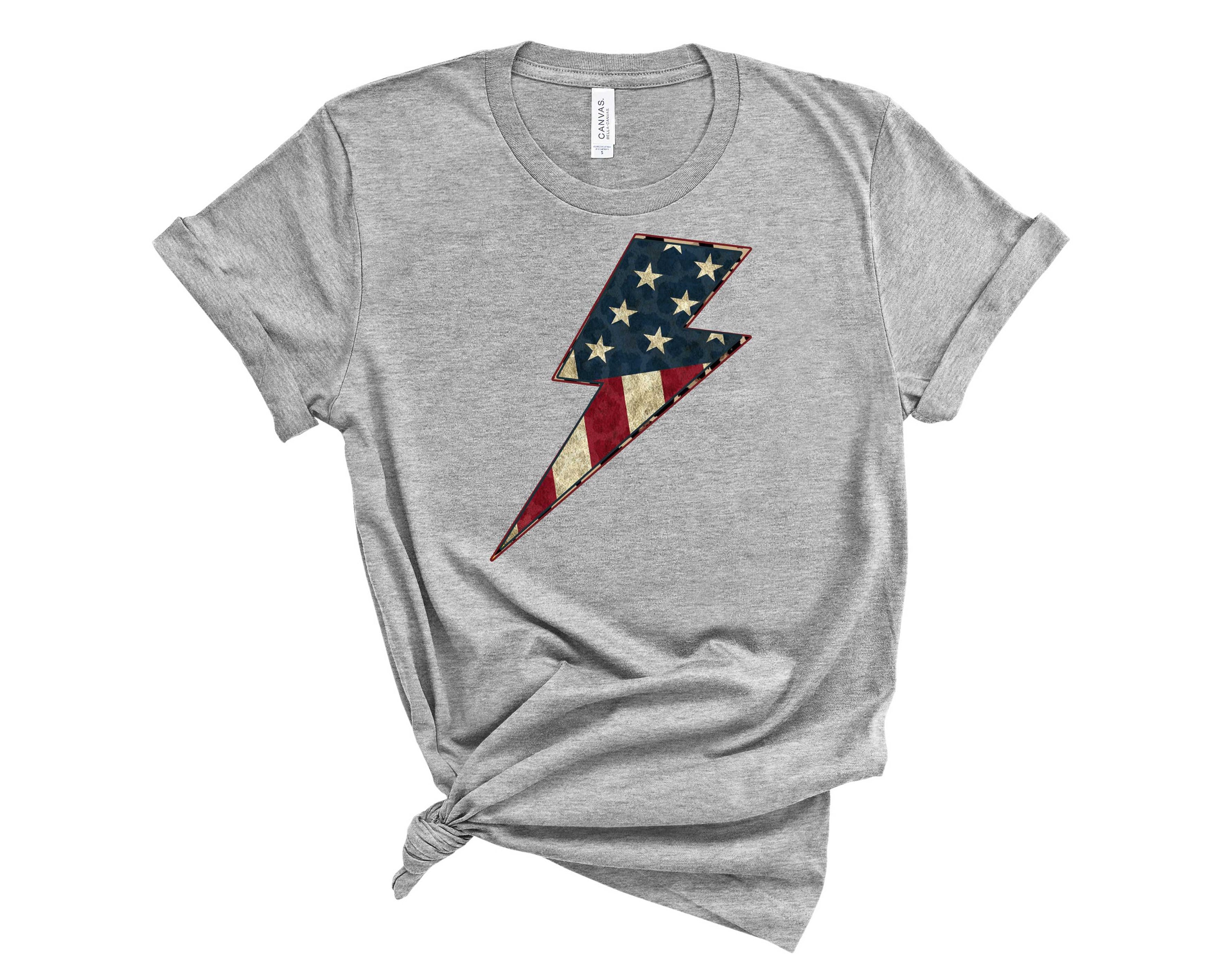 A unisex America Lightning Graphic Tee featuring a vibrant lightning design, perfect for casual wear.