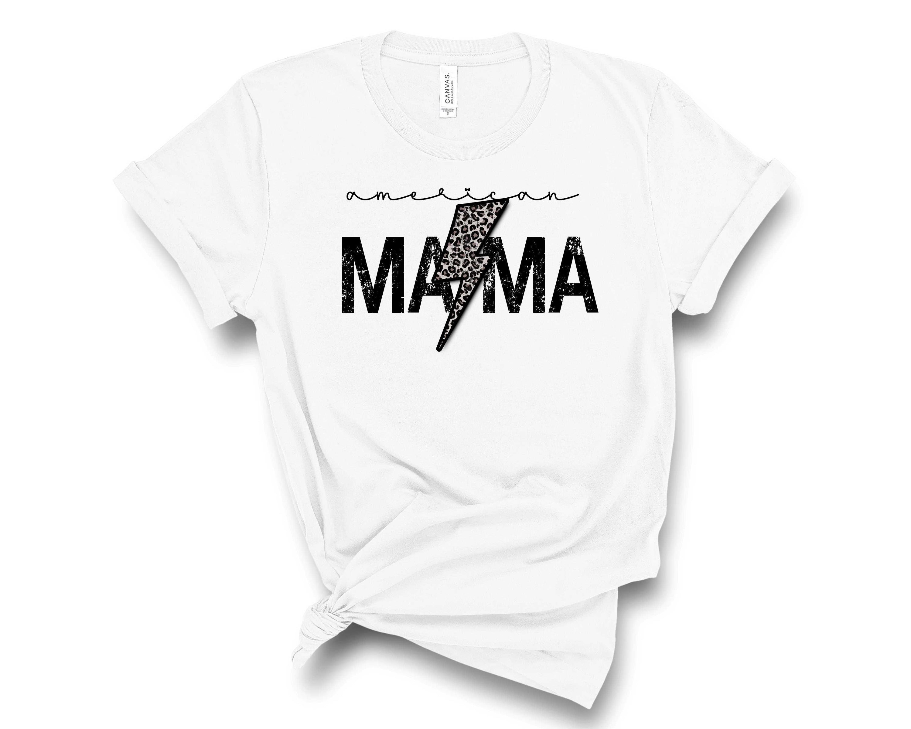 American Mama Black Leopard Graphic Tee featuring a stylish black leopard print design on a unisex t-shirt.