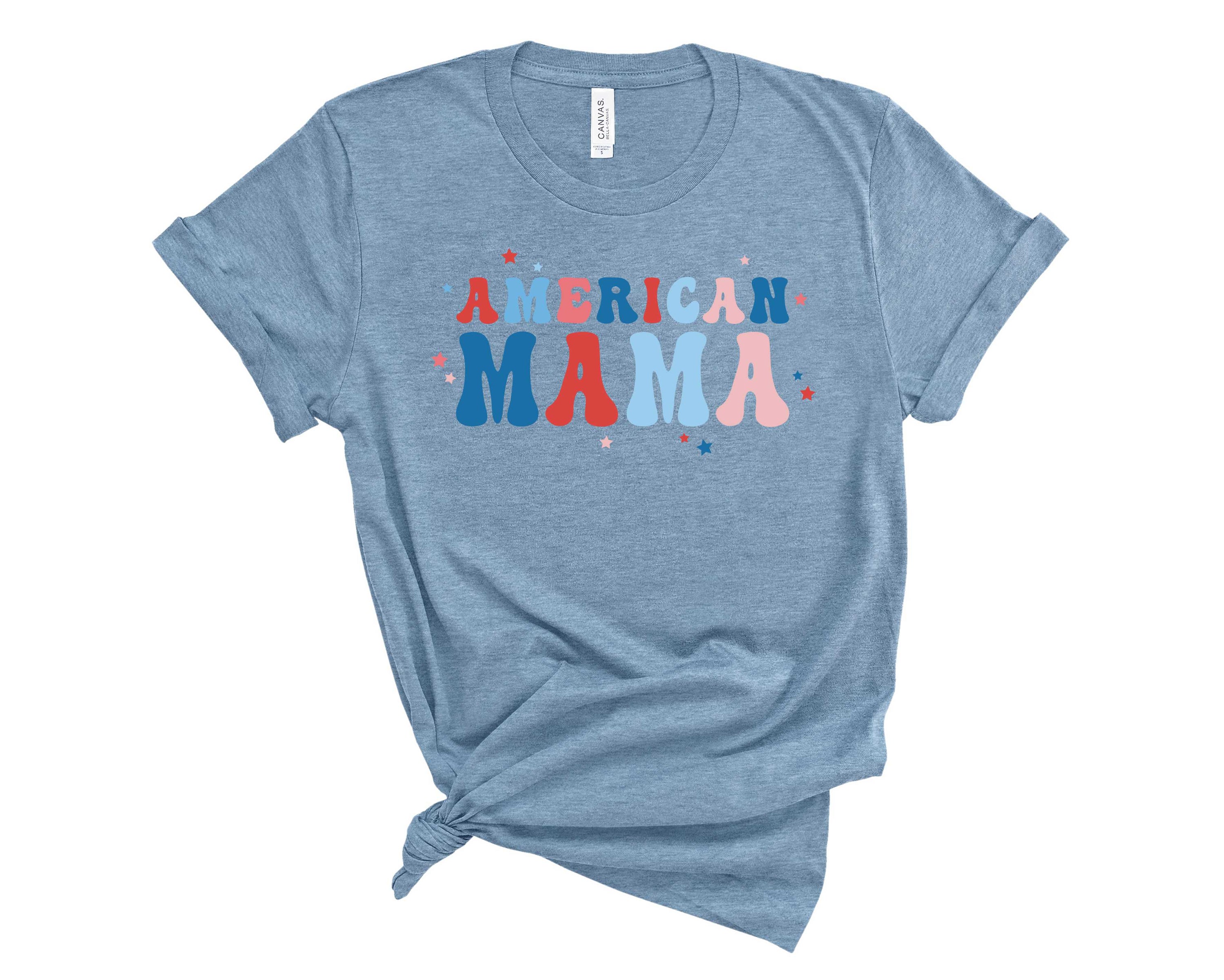 American Mama Pastel Graphic Tee featuring a trendy pastel design on a soft unisex t-shirt.
