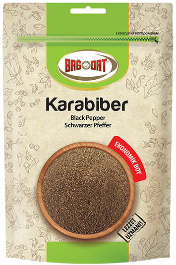 BAGDAT Black Pepper (MIDI - ZIP) in a 185g package, showcasing its rich black color and fine texture.