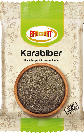 BAGDAT Black Pepper Powder in a 70g package, showcasing its rich black color and fine texture, ideal for enhancing culinary dishes.