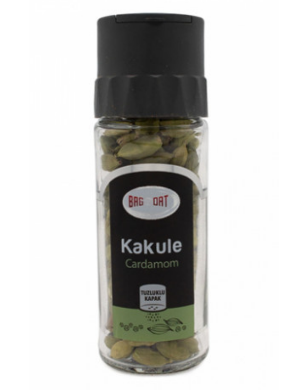 A jar of Bagdat Cardamom Pods showcasing the aromatic spice, perfect for enhancing dishes.
