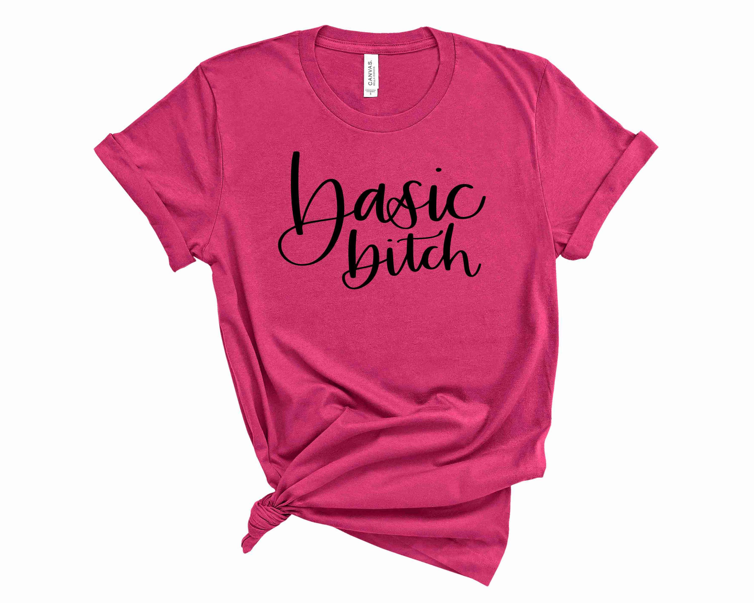 Basic Bitch Graphic Tee displayed on a mannequin, showcasing its trendy design and unisex fit.