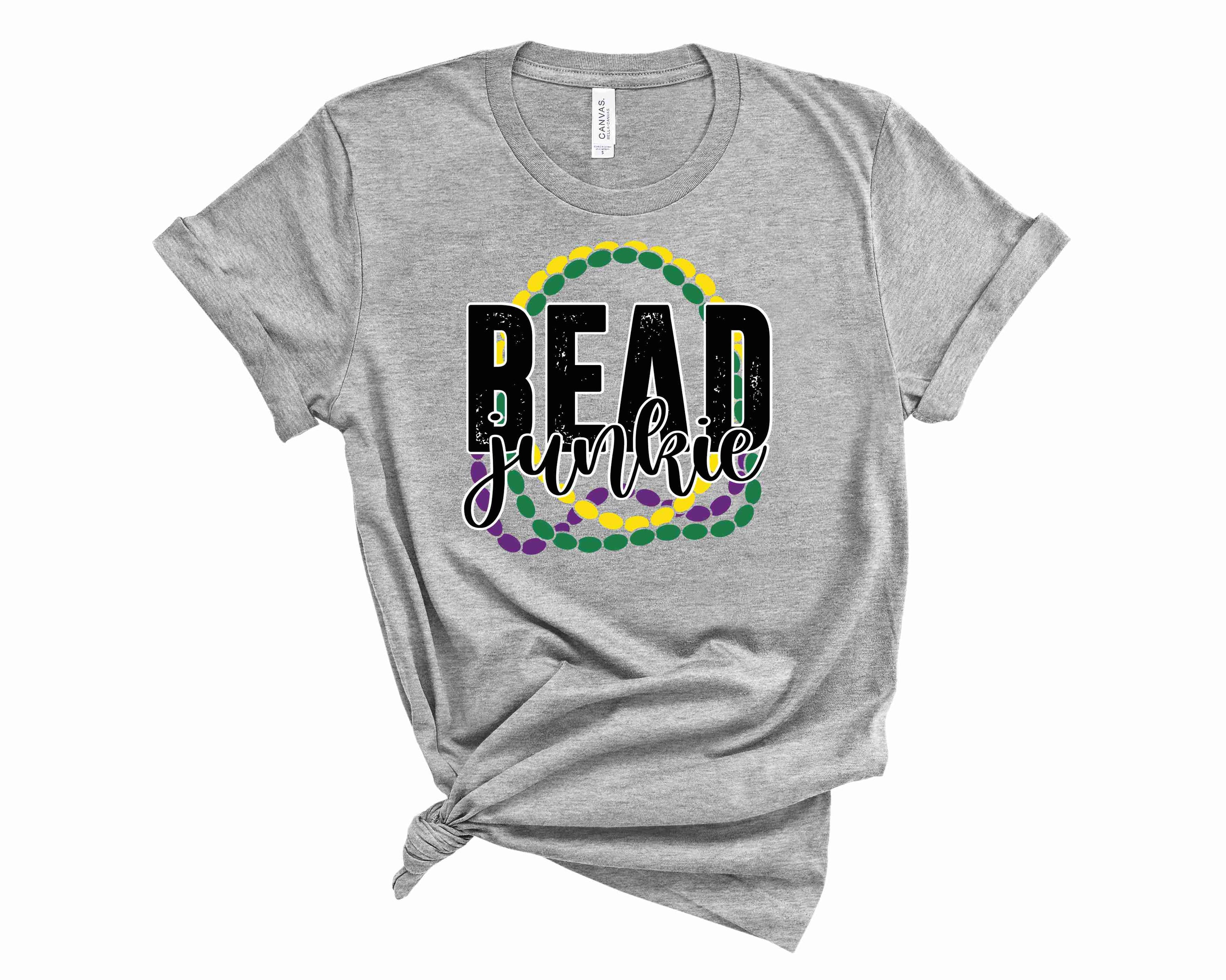 Bead Junkie Graphic Tee featuring a vibrant design on a soft unisex t-shirt.