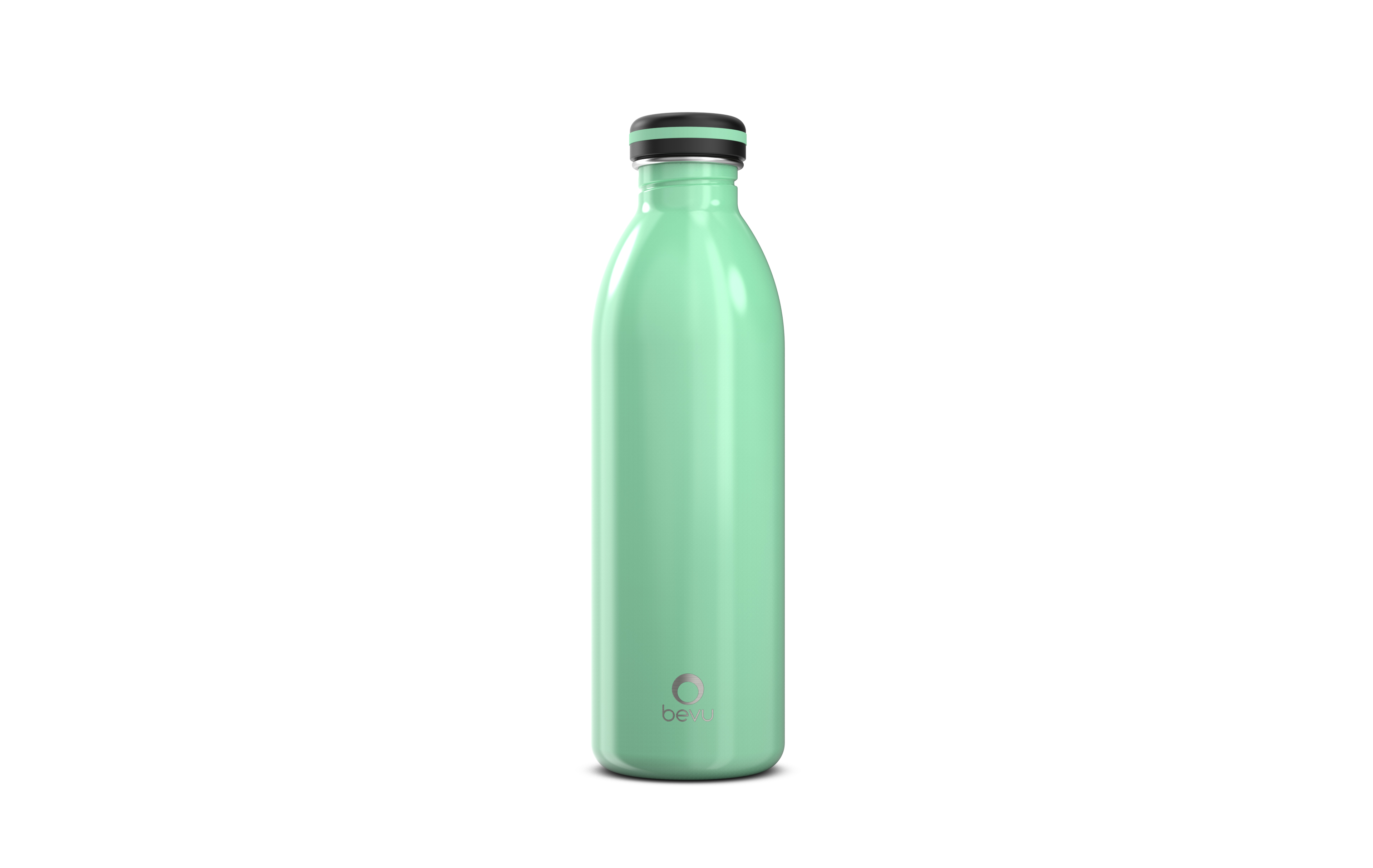 Bevu® ONE Single Wall Mint 750ml stainless steel bottle with a sleek design, featuring a leak-proof lid and a mint green finish.