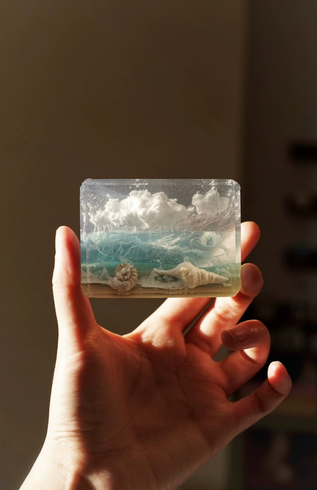 Blue Vacation Handmade Soap Gift featuring a unique design inspired by tropical beaches, with colors resembling the sky and sea.