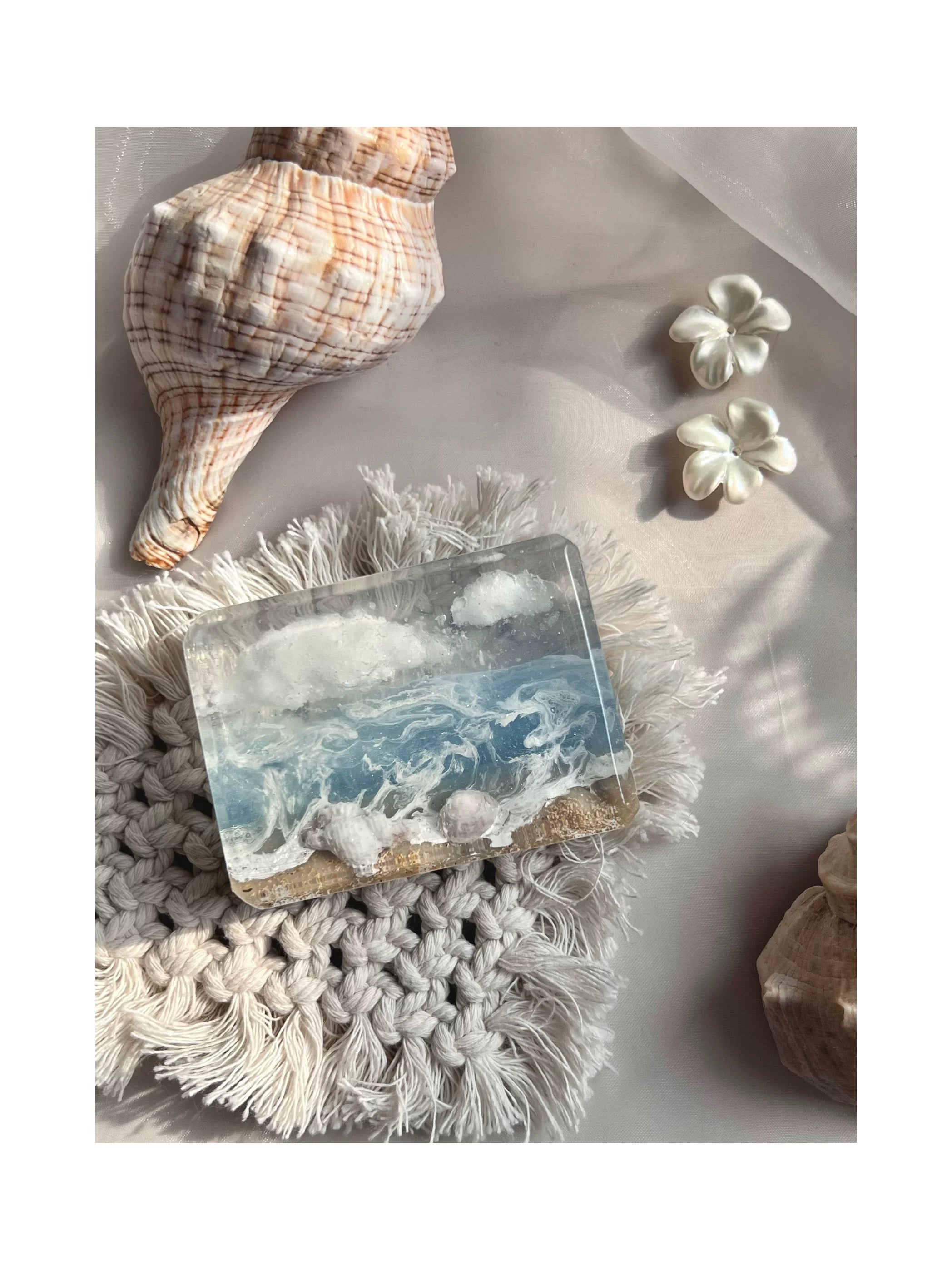 Blue Vacation Handmade Soap Gift featuring a unique design inspired by tropical beaches, with colors resembling the sky and sea.