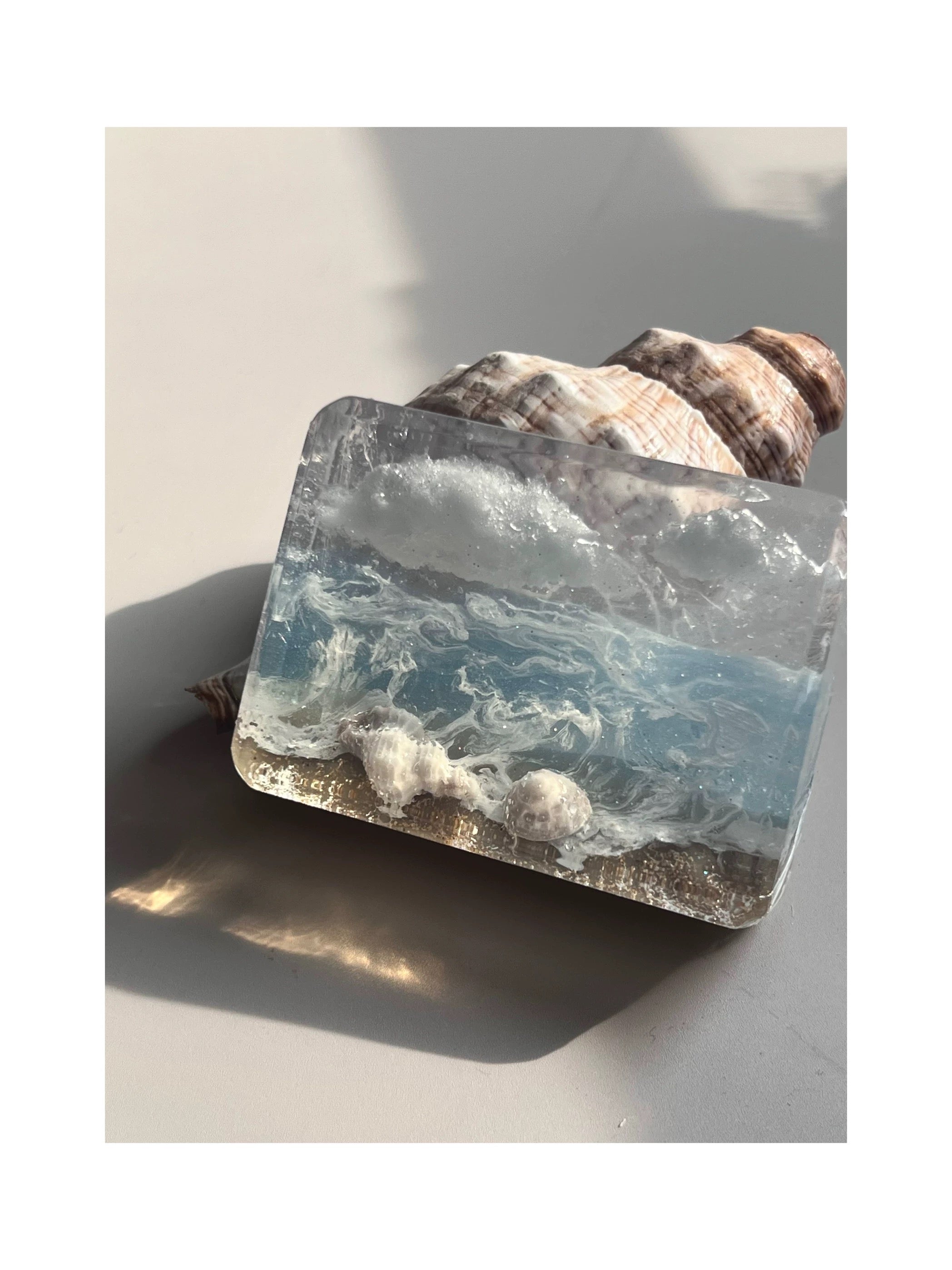 Blue Vacation Handmade Soap Gift featuring a unique design inspired by tropical beaches, with colors resembling the sky and sea.