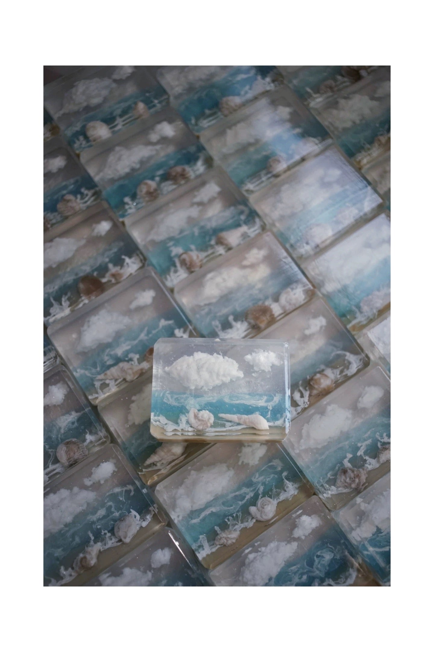 Blue Vacation Handmade Soap Gift featuring a unique design inspired by tropical beaches, with colors resembling the sky and sea.