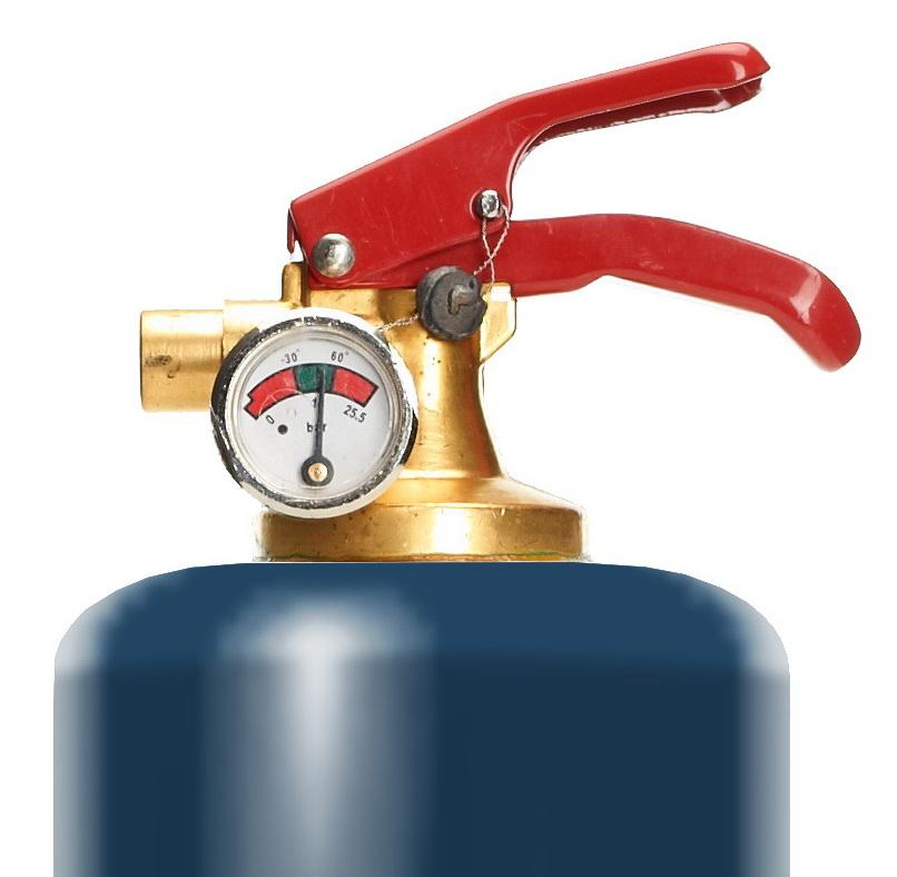 Safe-T Bourbon stylish fire extinguisher made from steel and brass, designed for safety and aesthetics.