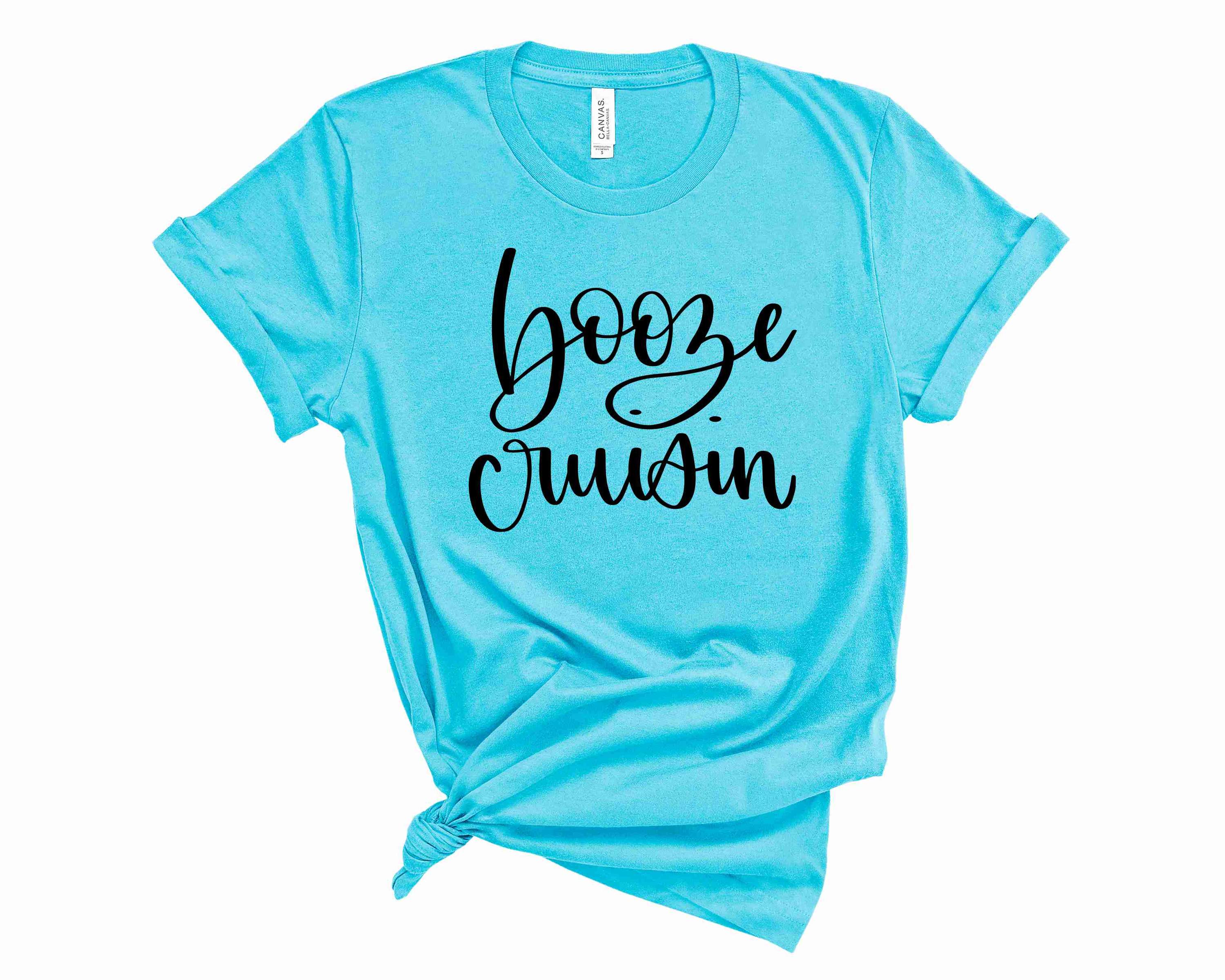 Booze Cruisen Graphic Tee featuring a vibrant design on a soft unisex t-shirt.