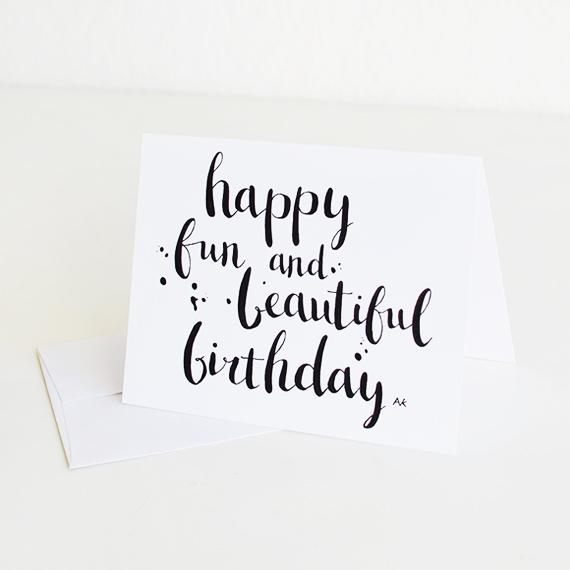A beautifully designed Brush Lettering Calligraphy Birthday Card with a crystal metallic envelope, showcasing elegant typography.