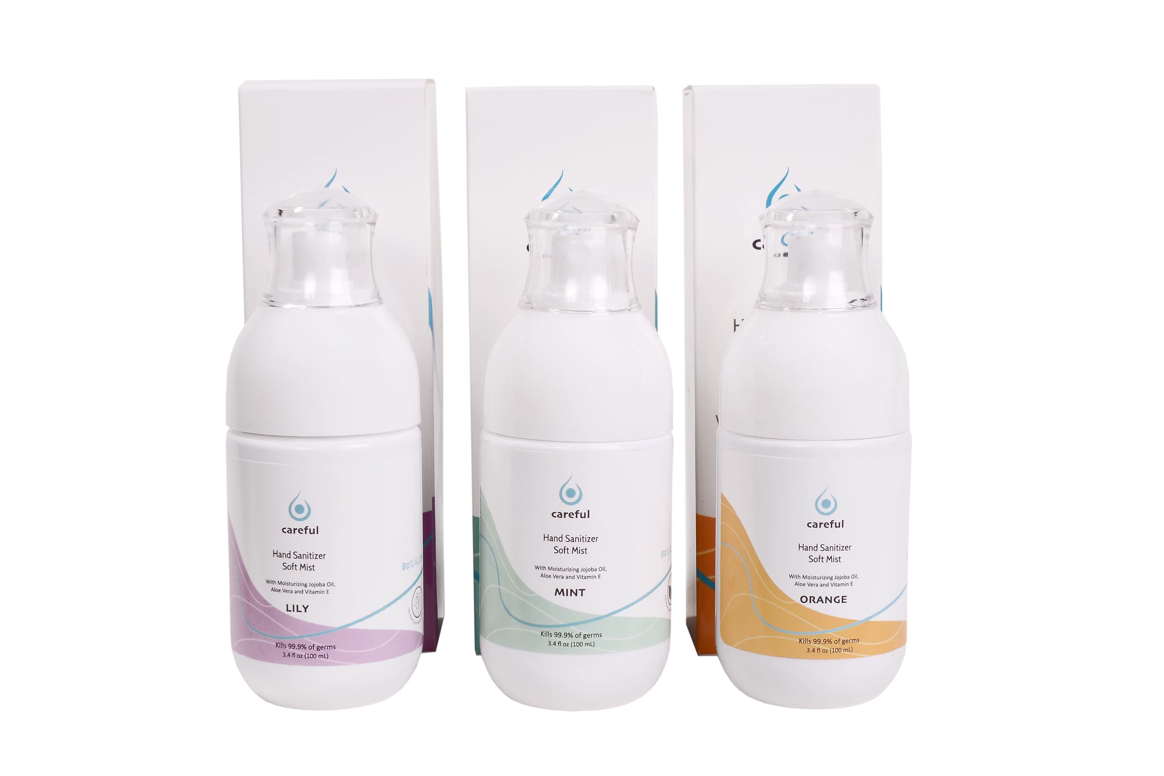 Careful Soft Mist 80% Alcohol Hand Sanitizer Spray in an elegant bottle, showcasing its quick-drying and moisturizing formula.