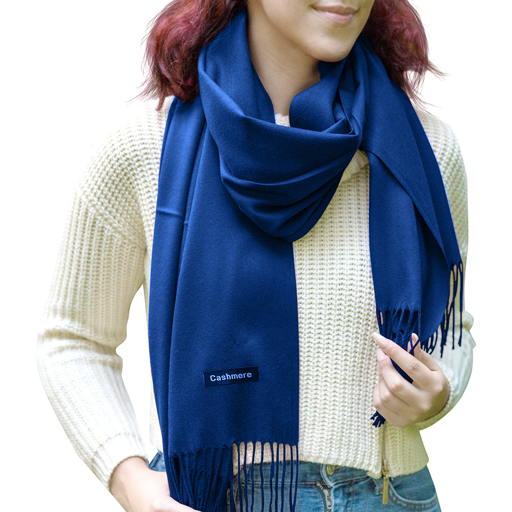 Luxurious solid color cashmere scarf, showcasing its soft texture and elegant drape, perfect for stylish warmth.